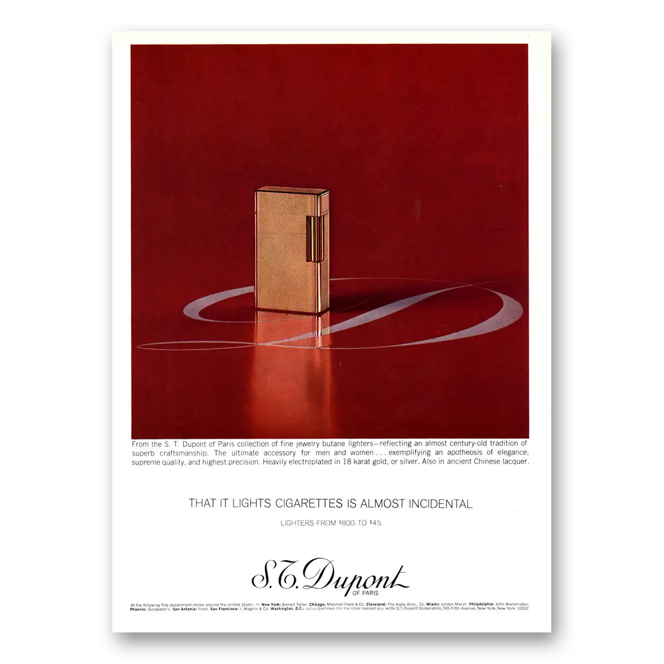 1969 Dupont Lighters Lights Cigarettes Is Almost Incidental Vintage Magazine Print Ad