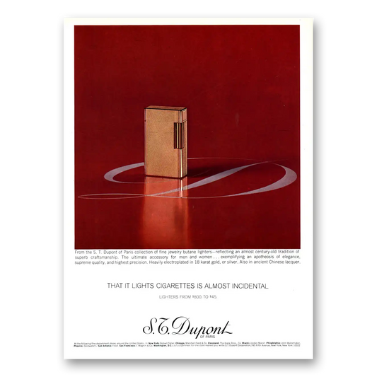 1969 Dupont Lighters Lights Cigarettes Is Almost Incidental Vintage Magazine Print Ad