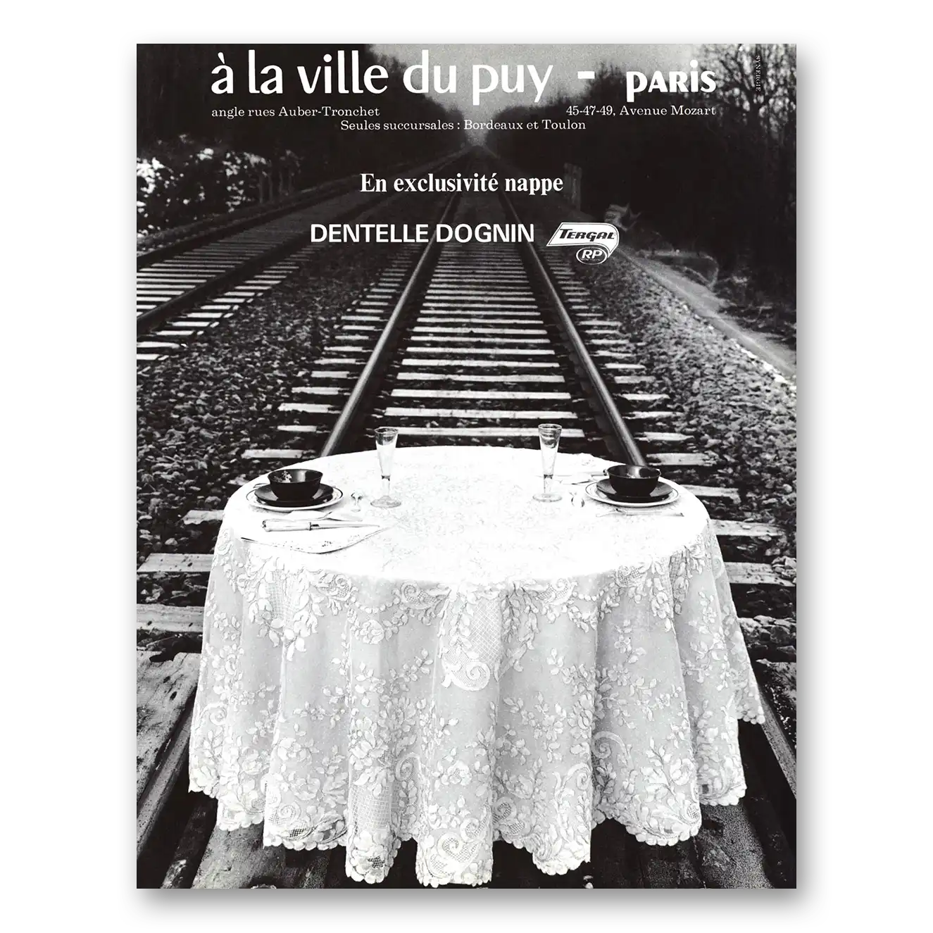 1969 La Ville du Puy Linens Dentelle Dorgnin French Vintage Magazine Print Ad