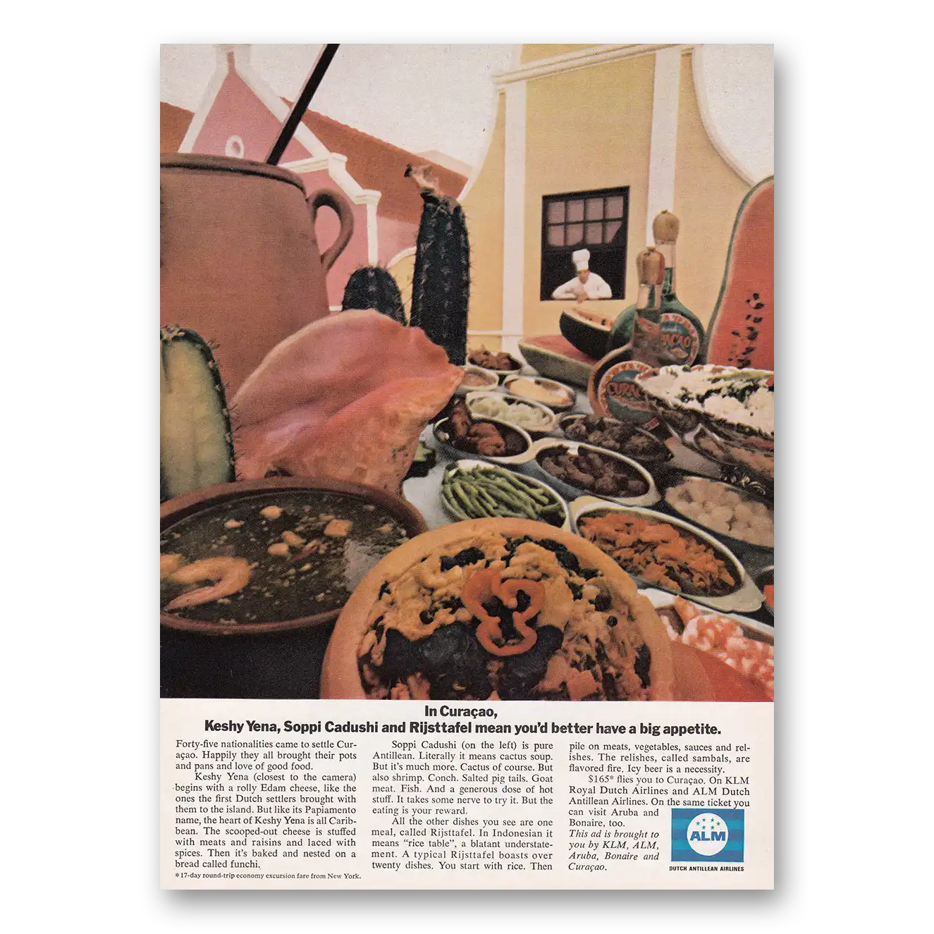 1969 Dutch Antillean Airlines Curacao Keshy Yena Vintage Magazine Print Ad