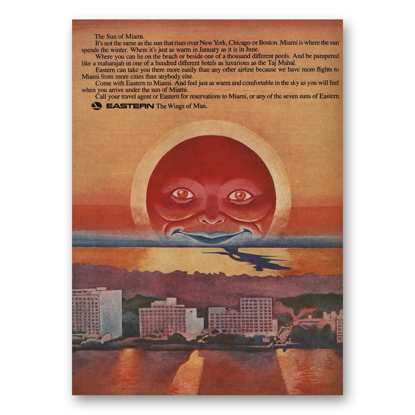 1969 Eastern Airlines Sun of Miami Vintage Magazine Print Ad