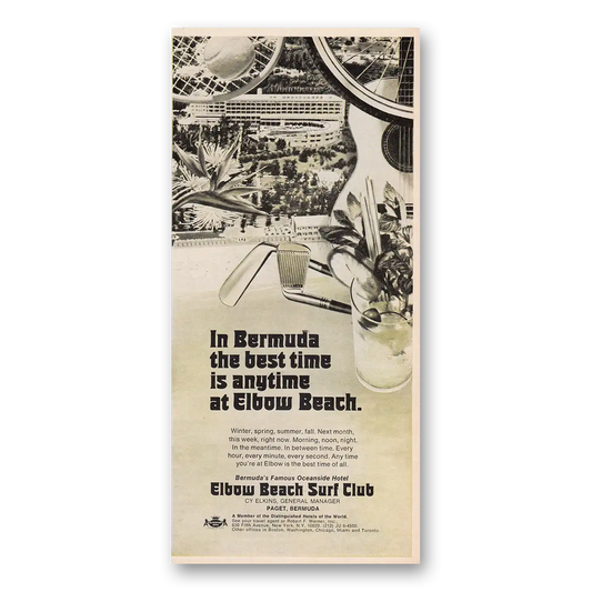 1969 Elbow Beach Surf Club Bermuda the Best Time is Anytime Vintage Magazine Print Ad