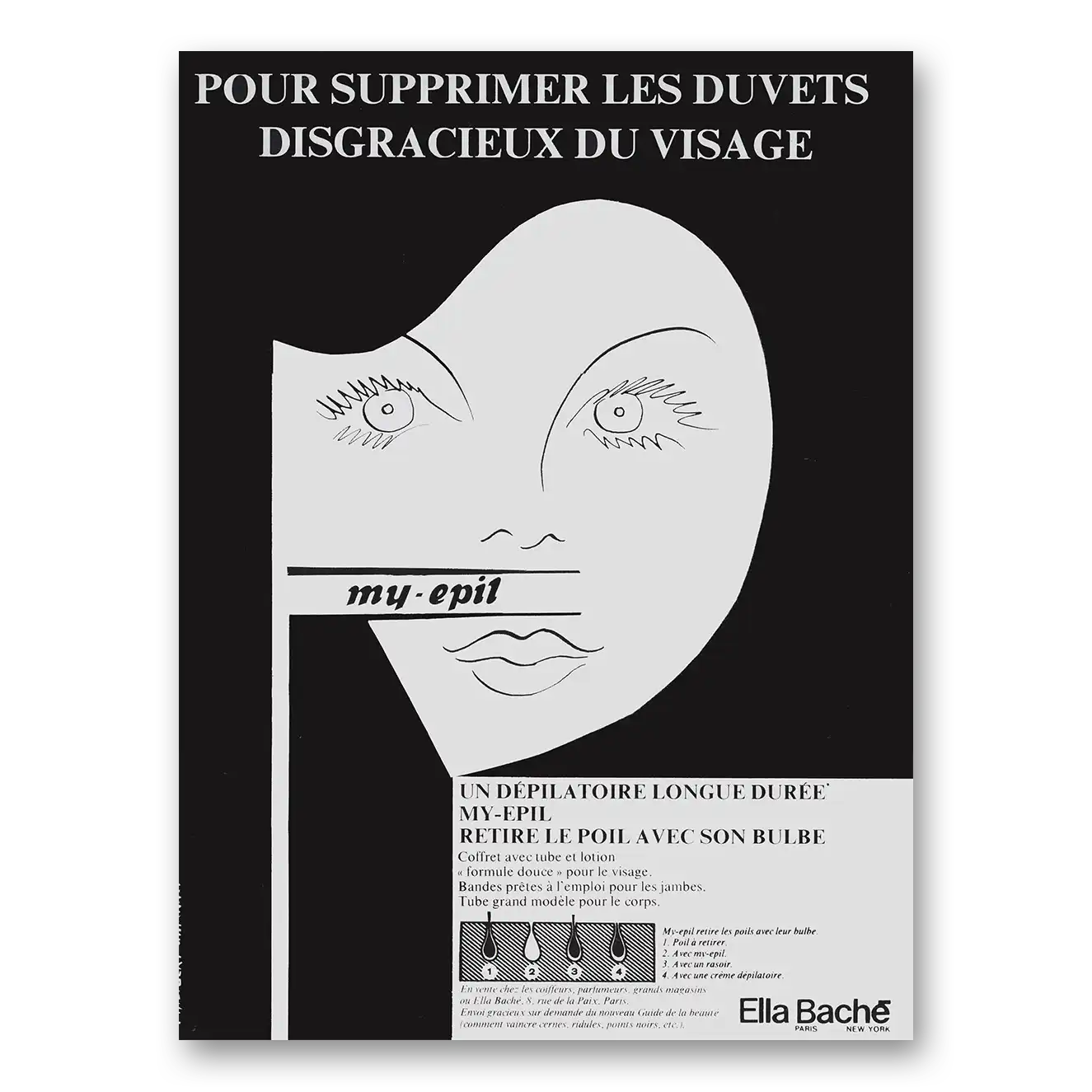 1969 Ella Bache Pour Supprimer Les Duvets France Vintage Magazine Print Ad