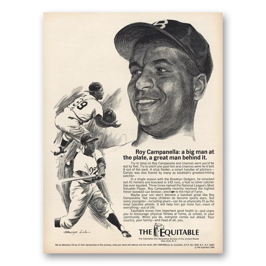 1969 Equitable Life Assurance Roy Campanella Vintage Magazine Print Ad