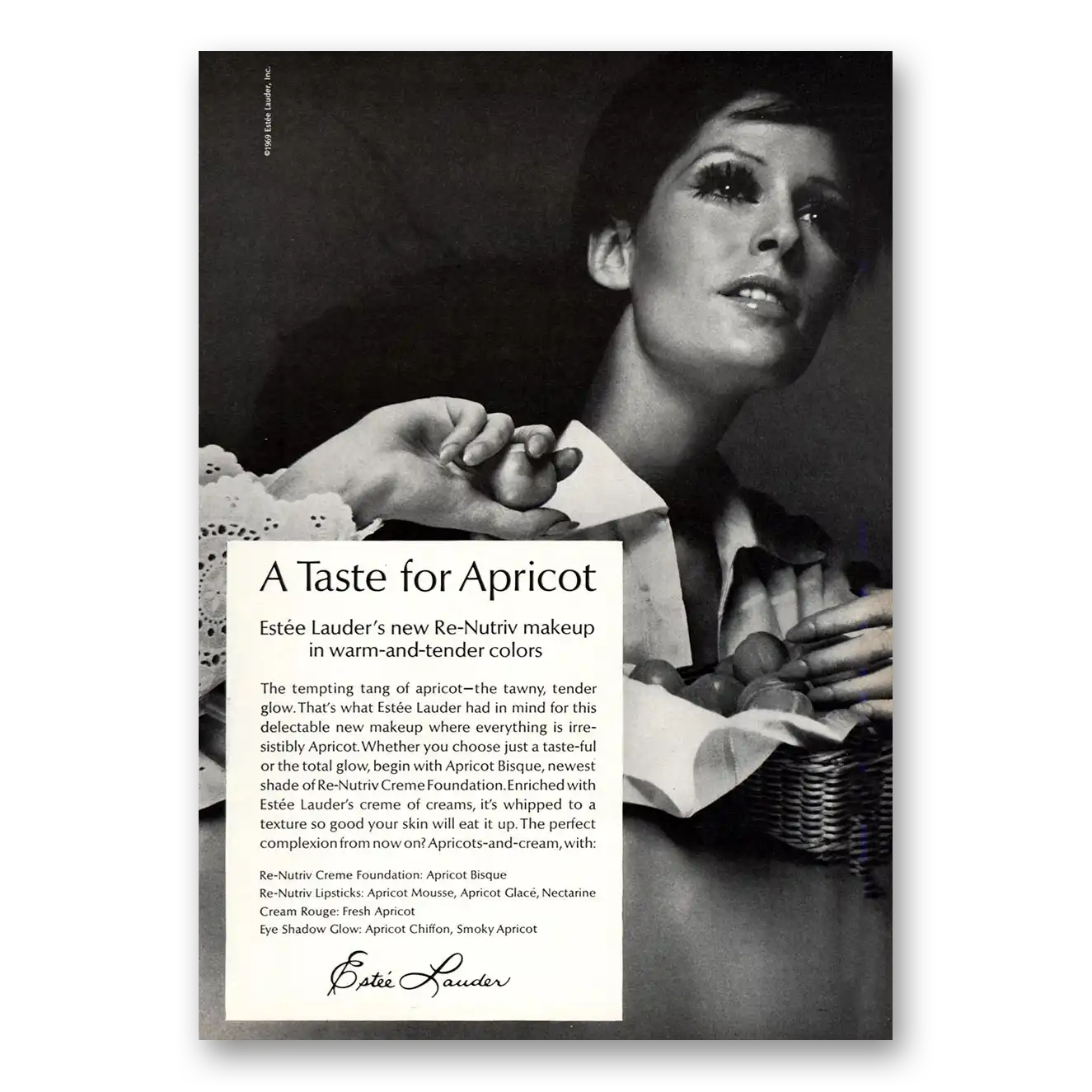 1969 Estee Lauder Taste for Apricot Vintage Magazine Print Ad