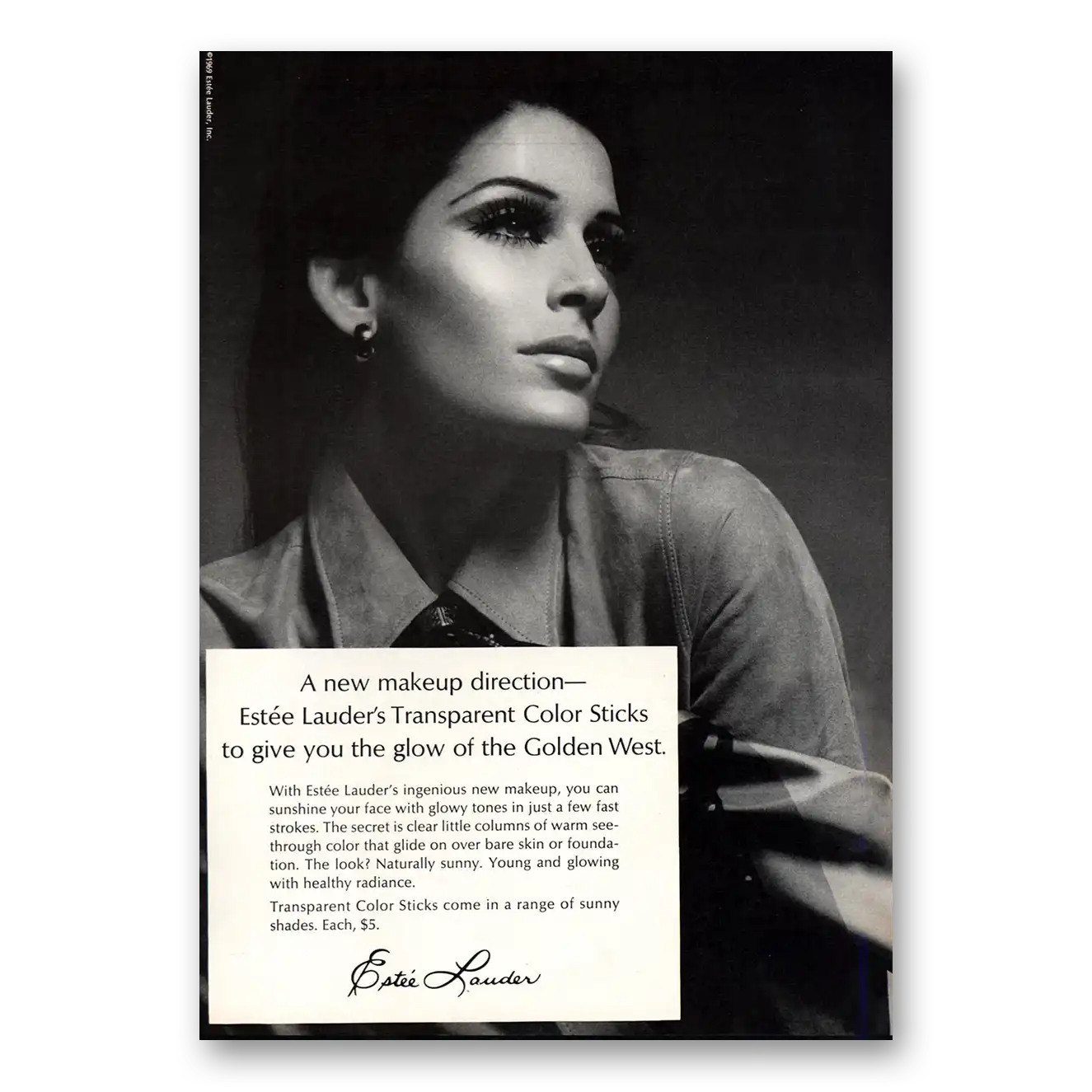 1969 Estee Lauder New Makeup Direction Vintage Magazine Print Ad