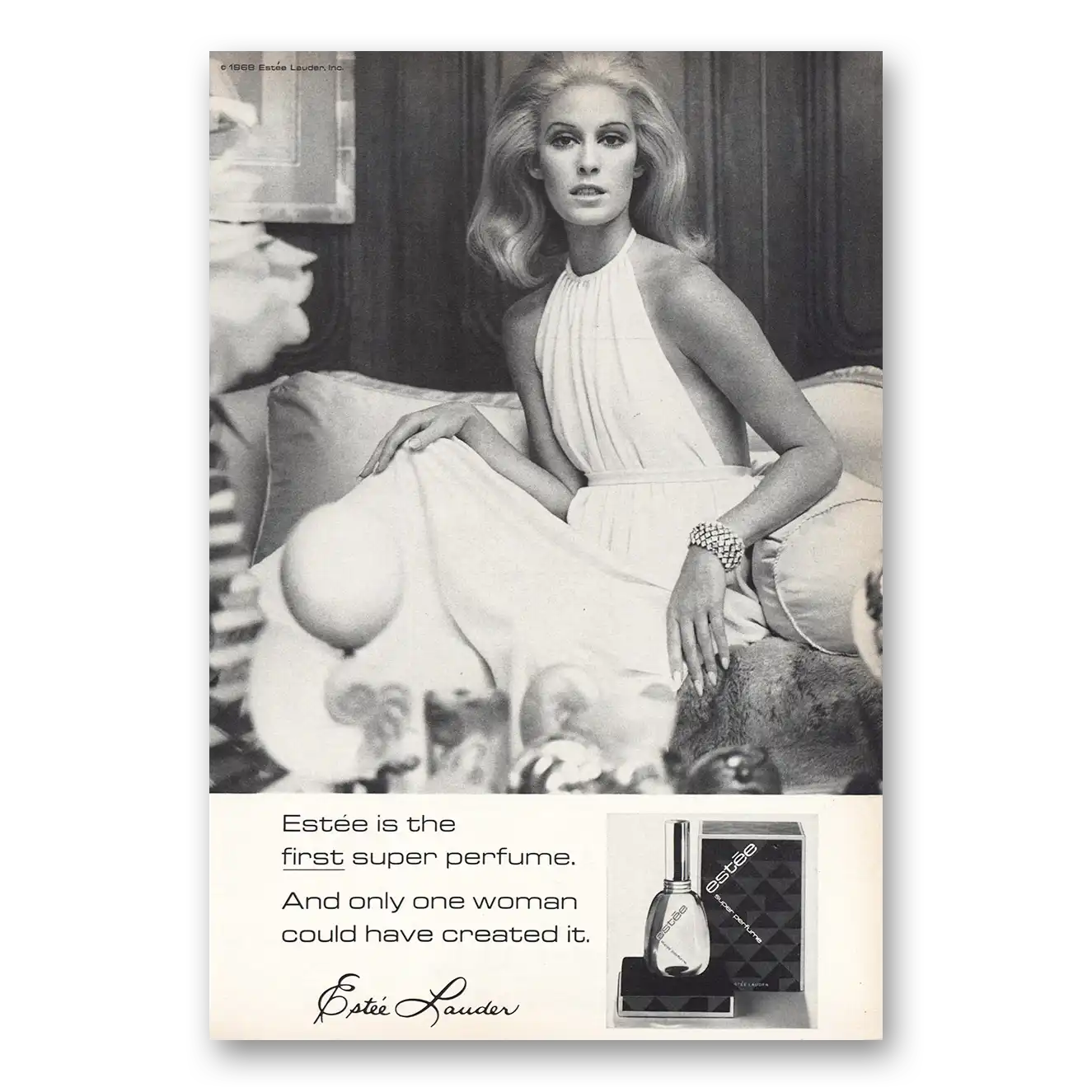 1968 Estee Lauder First Super Perfume One Woman Vintage Magazine Print Ad