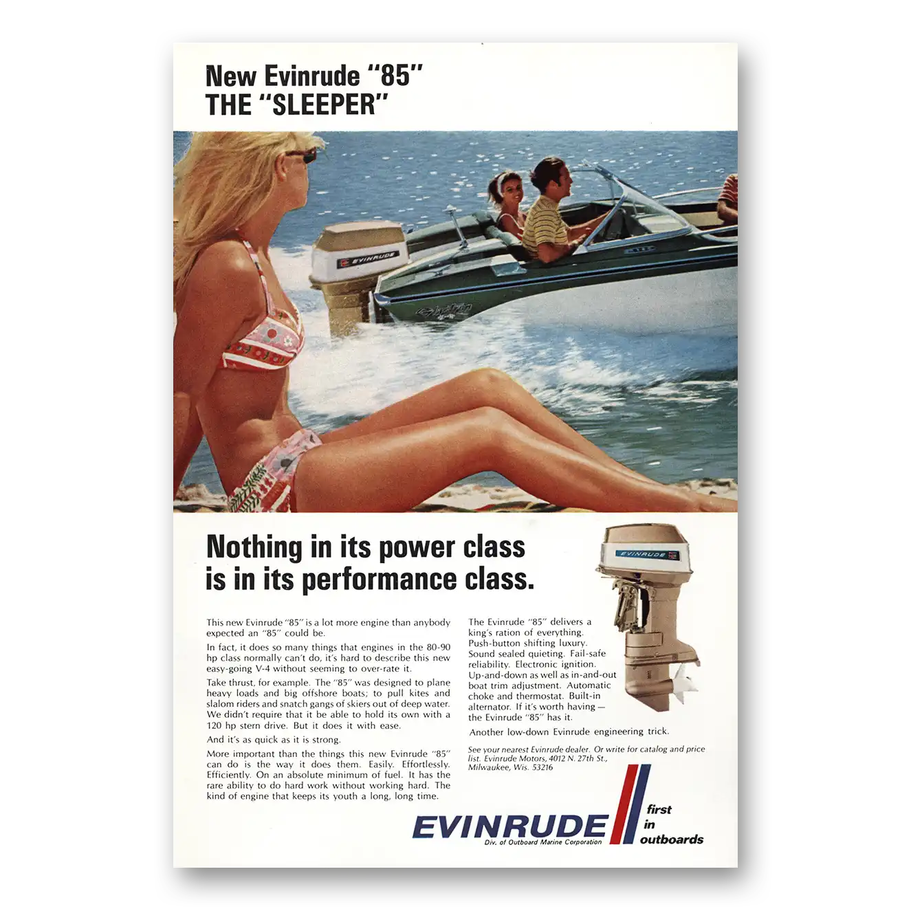 1969 Evinrude The Sleeper Vintage Magazine Print Ad