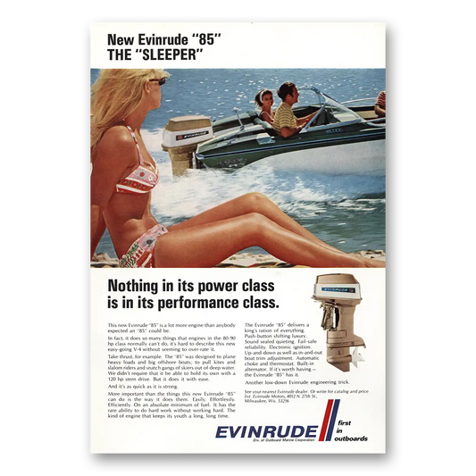 1969 Evinrude The Sleeper Vintage Magazine Print Ad