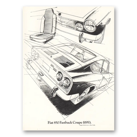 1969 Fiat Fastback Coupe Vintage Magazine Print Ad