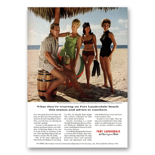 1969 Fort Lauderdale Florida What They're Wearing on Beach Vintage Magazine Print Ad