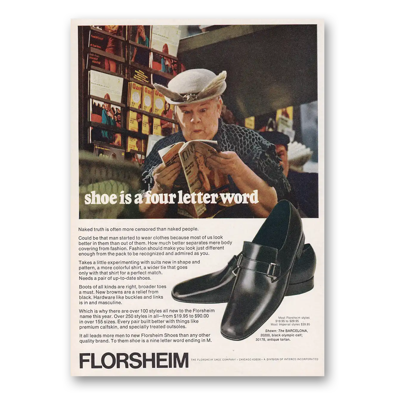 1969 Florsheim Shoes Shoe Is a Four Letter Word Vintage Magazine Print Ad