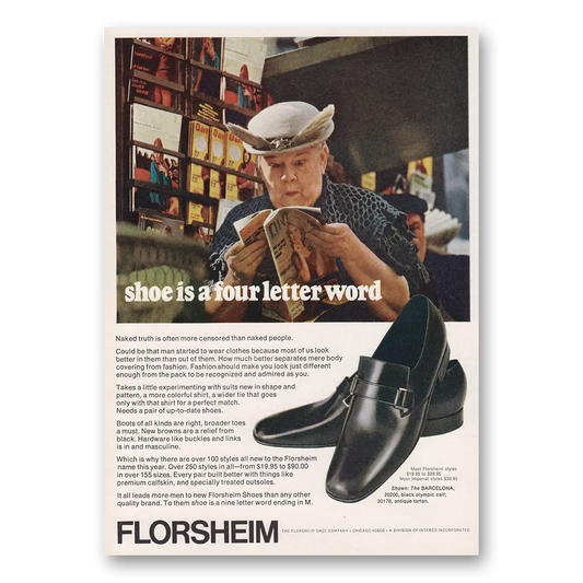 1969 Florsheim Shoes Shoe Is a Four Letter Word Vintage Magazine Print Ad