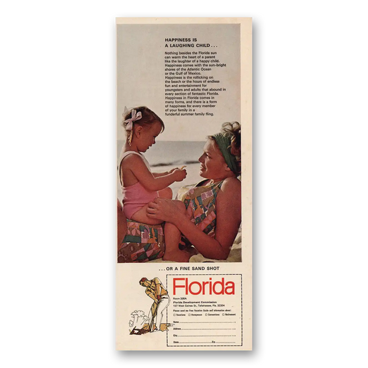 1969 Florida Happiness Is Laughing Child Vintage Magazine Print Ad