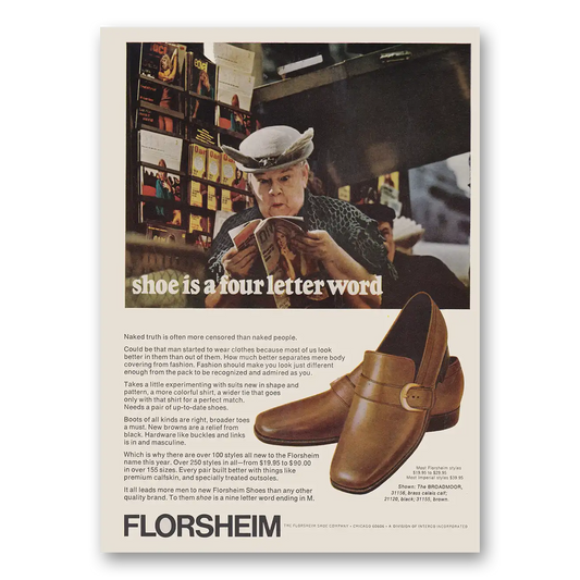 1969 Florsheim Shoes Shoe Is A Four Letter Word Vintage Magazine Print Ad