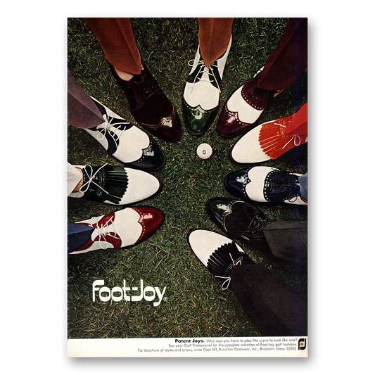 1969 Foot Joy Shoes Golf Shoes Patent Joys Vintage Magazine Print Ad