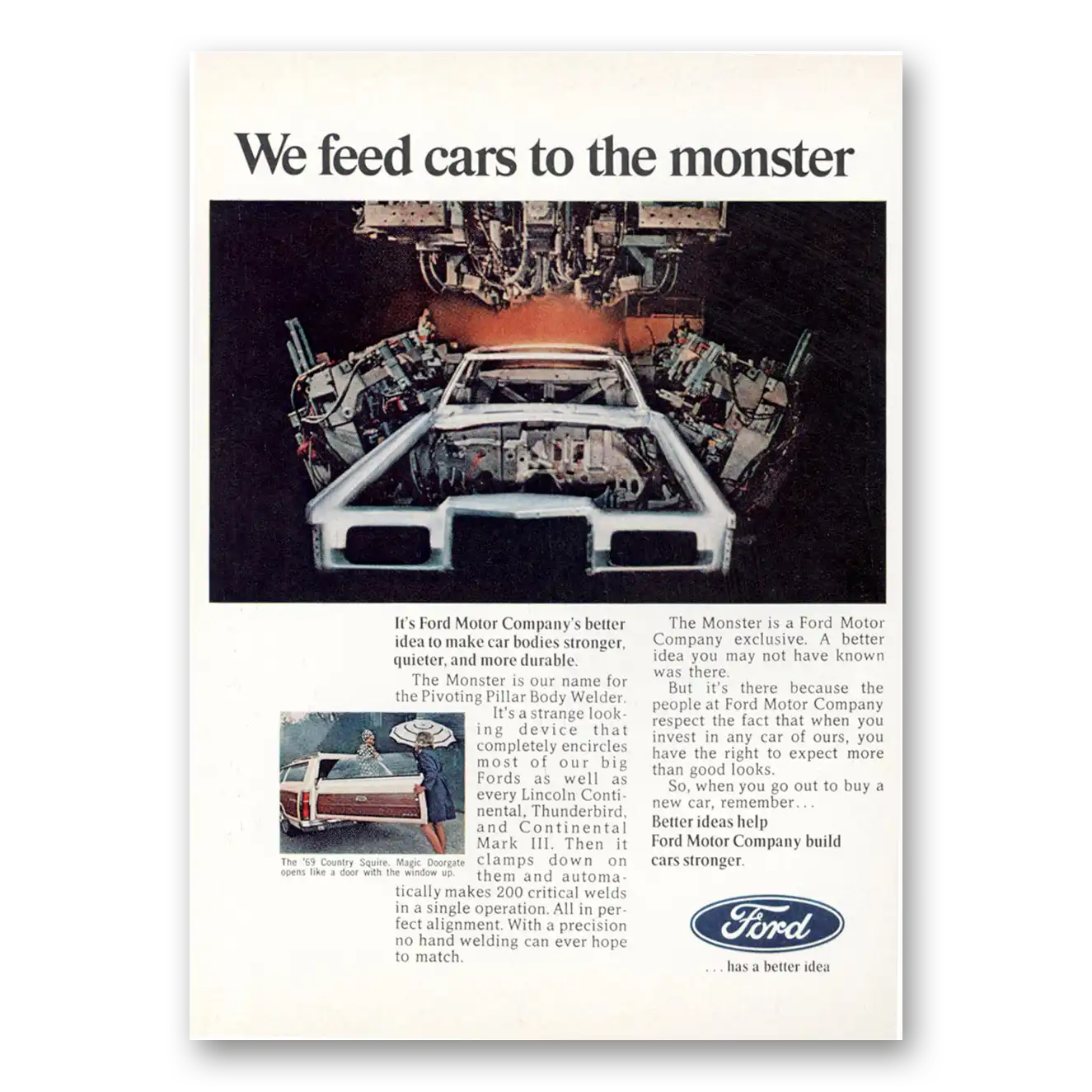 1969 Ford We Feed Cars to the Monster Vintage Magazine Print Ad