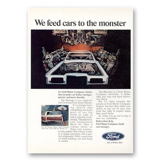 1969 Ford We Feed Cars to the Monster Vintage Magazine Print Ad