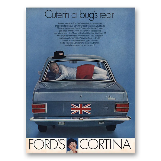 1969 Ford Cortina Cuter'n a Bugs Rear Vintage Magazine Print Ad