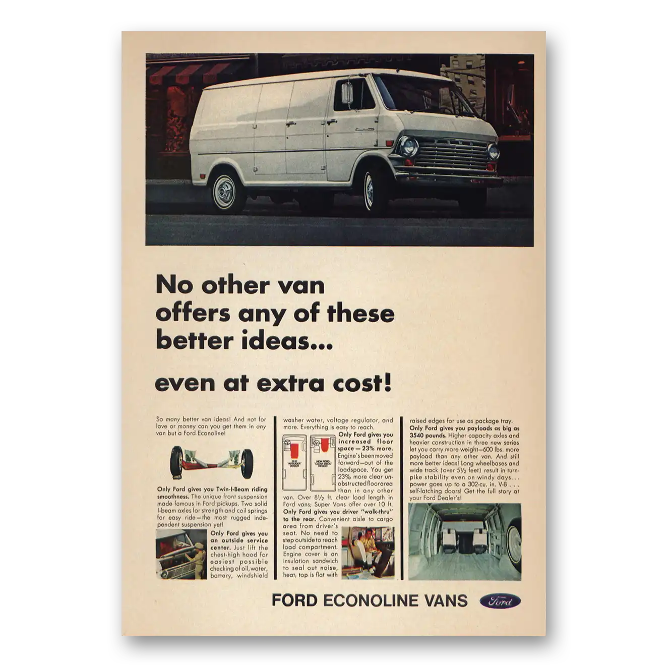 1969 Ford Econoline Van No Other Van Offers Any of These Vintage Magazine Print Ad