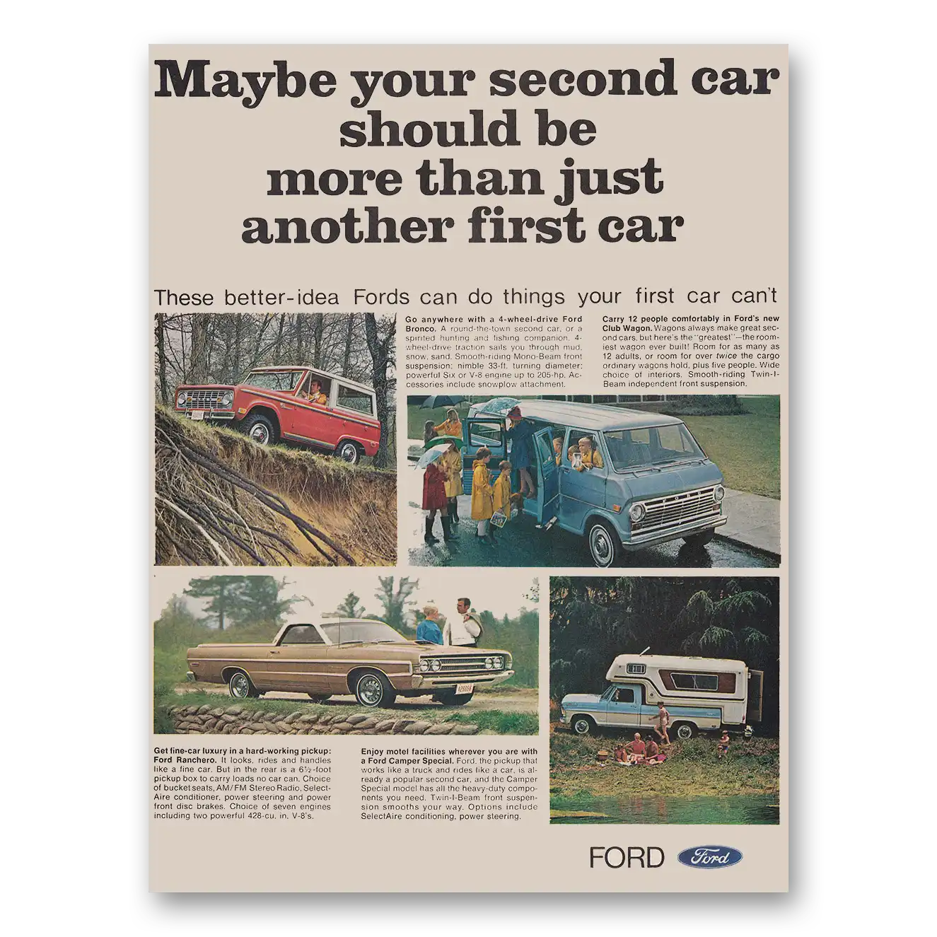 1968 Ford Second Car Should Be More Than Just Another First Car Vintage Magazine Print Ad