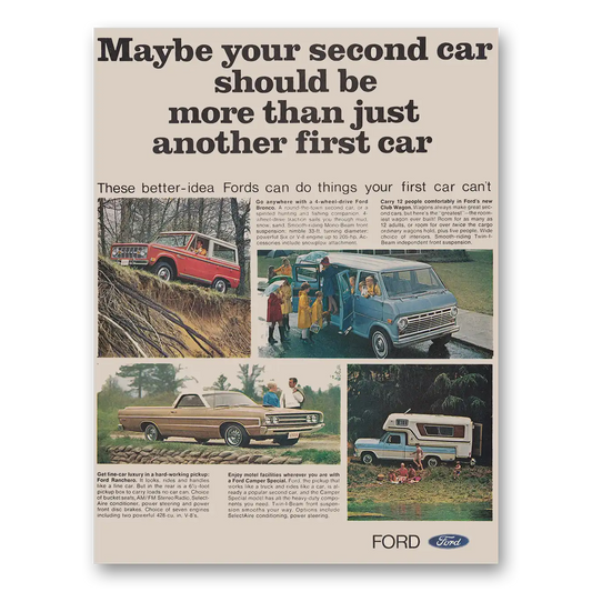 1968 Ford Second Car Should Be More Than Just Another First Car Vintage Magazine Print Ad