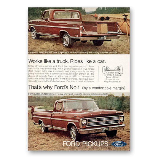 1969 Ford Pickup Works Like a Truck Rides Like a Car Vintage Magazine Print Ad