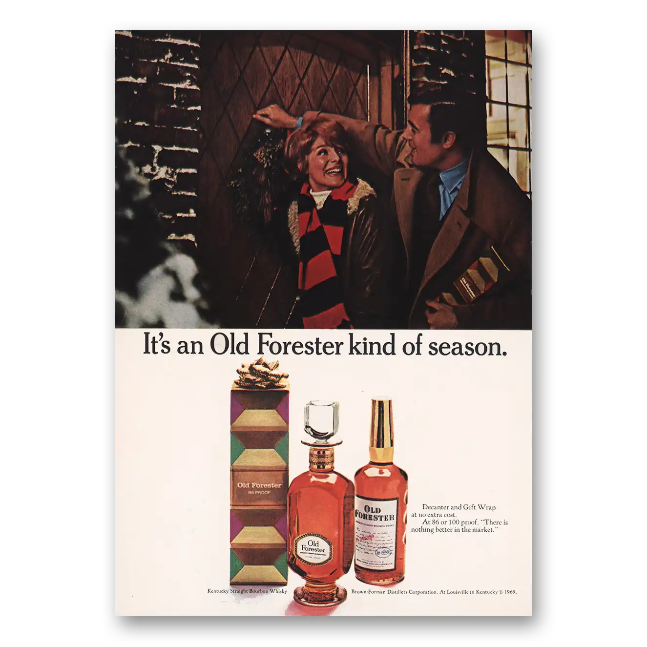 1969 Old Forester Whisky Kind of Season Vintage Magazine Print Ad