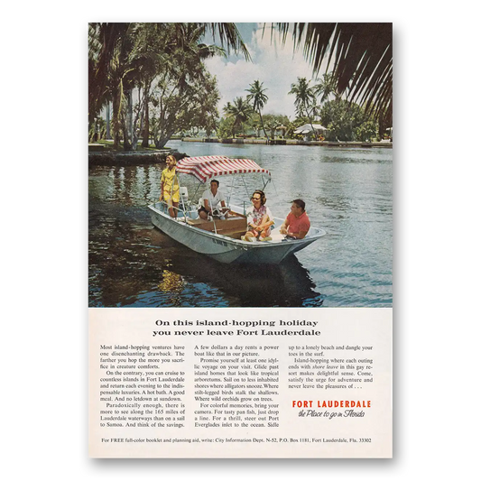 1969 Fort Lauderdale Florida Island Hopping Holiday Vintage Magazine Print Ad