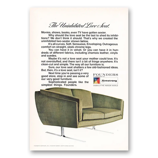 1969 Founders Armstrong Founders Furniture The Uninhibited Love Seat Vintage Magazine Print Ad