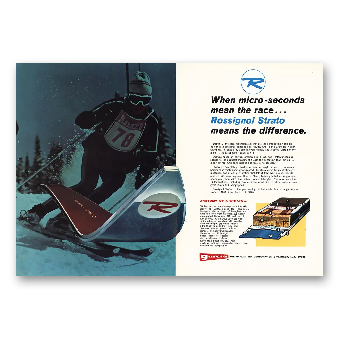 1969 Garcia Ski Boots When Micro Seconds Mean the Race Vintage Magazine Print Ad