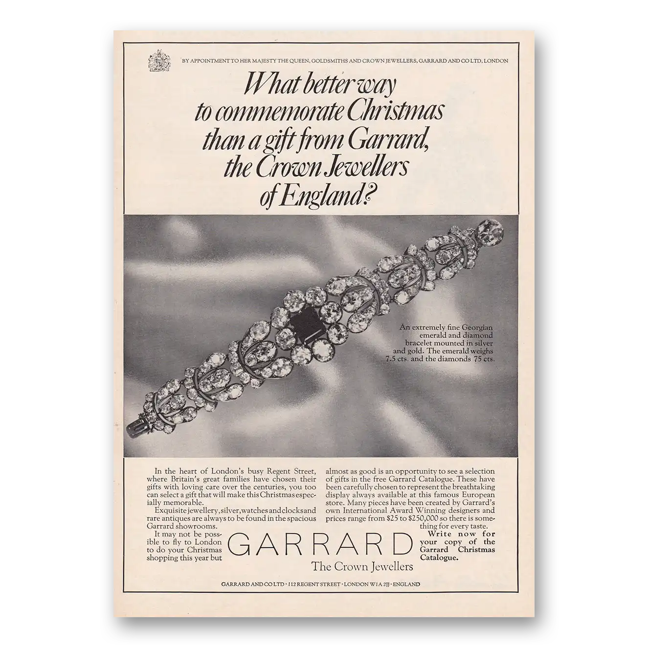 1969 Garrard Jewellers Crown Jewellers of England Vintage Magazine Print Ad