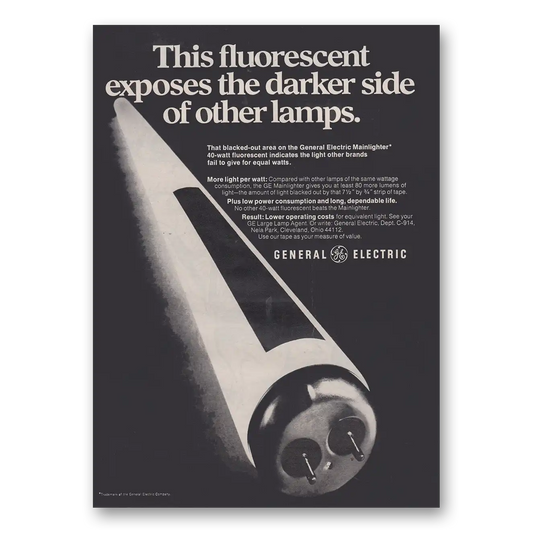 1969 GE Lamps This Fluorescent Exposes the Darker Side Vintage Magazine Print Ad