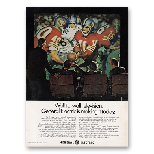 1969 General Electric Television Wall to Wall Television Vintage Magazine Print Ad