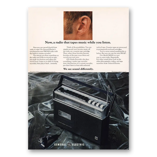 1969 General Electric Radio That Tapes Music While You Listen Vintage Magazine Print Ad