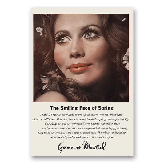 1969 Germaine Monteil Smiling Face of Spring Vintage Magazine Print Ad