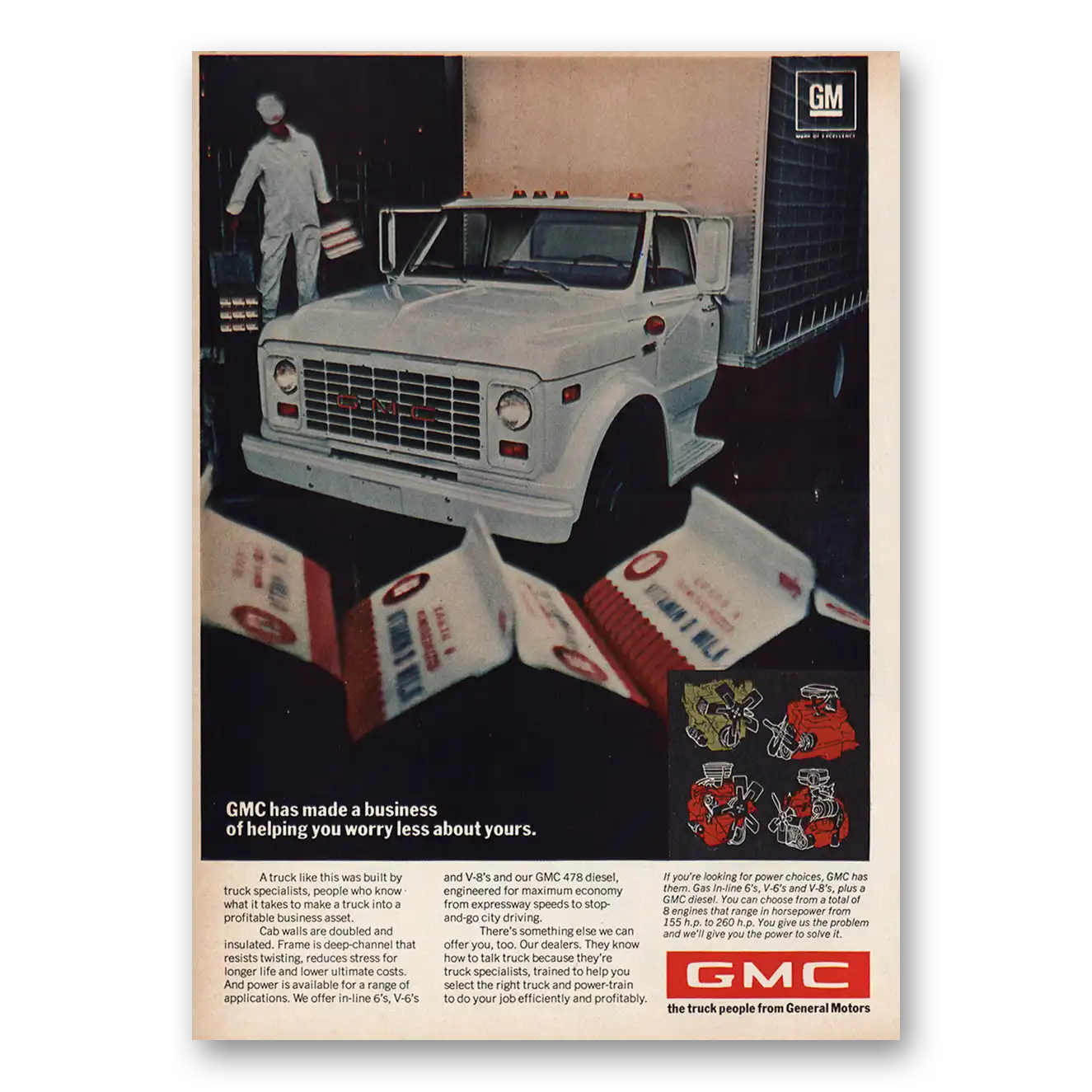 1969 GMC Trucks Business Helping You Worry Less Vintage Magazine Print Ad