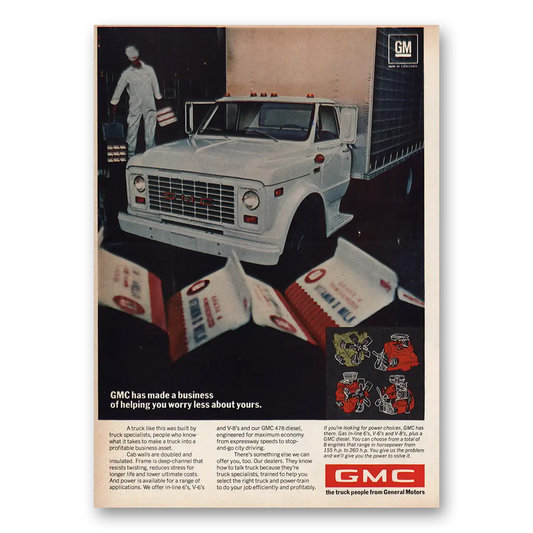 1969 GMC Trucks Business Helping You Worry Less Vintage Magazine Print Ad