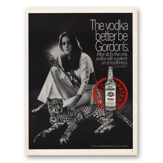 1969 Gordons Gin Patent On Smoothness Vintage Magazine Print Ad