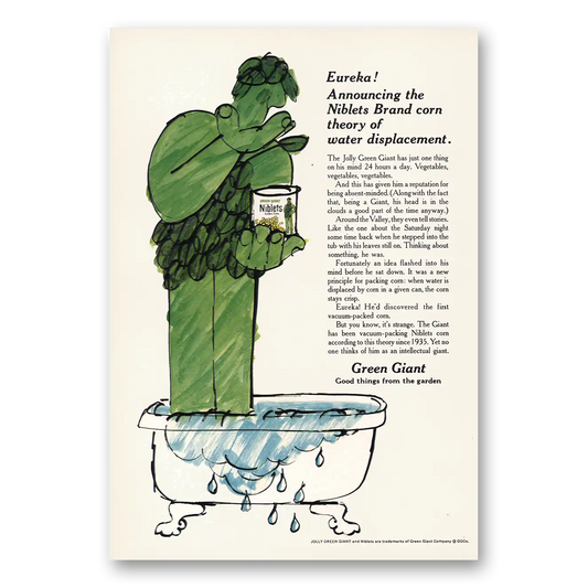 1969 Green Giant Theory of Water Displacement Vintage Magazine Print Ad