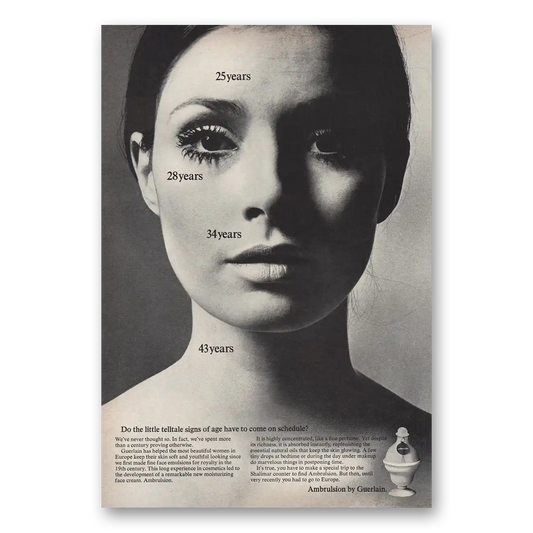 1969 Ambrulsion Lotion Telltale Signs of Age Vintage Magazine Print Ad