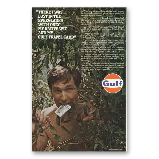 1969 Gulf Travel Card There I Was Lost in the Everglades Vintage Magazine Print Ad