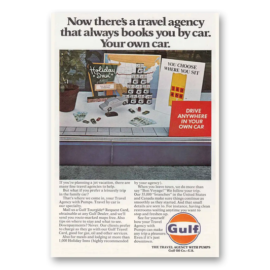 1969 Gulf Oil Now Theres a Travel Agency Vintage Magazine Print Ad