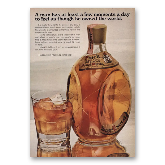 1969 Pinch Scotch Man Has at Least a Few Moments a Day Vintage Magazine Print Ad