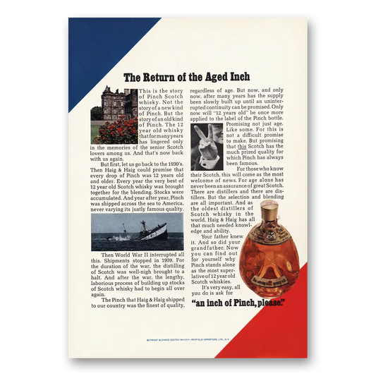 1969 Haig & Haig Return of Aged Inch Vintage Magazine Print Ad