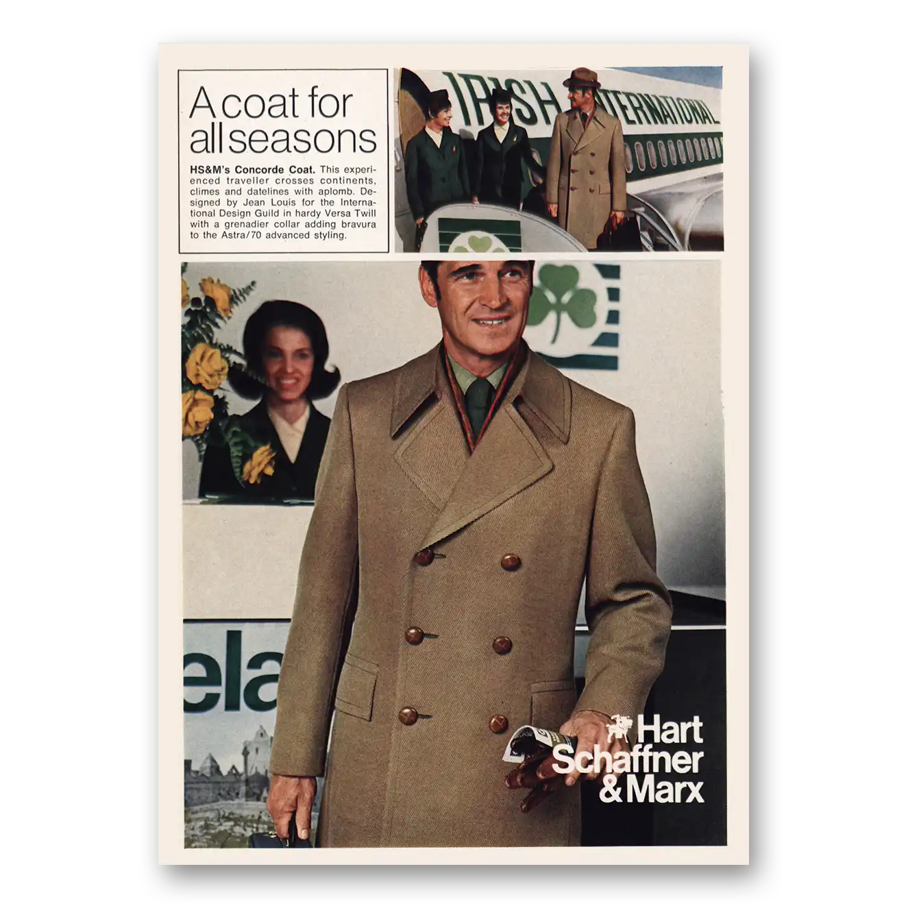 1969 Hart Schaffner Marx Irish International Coat for All Seasons Vintage Magazine Print Ad