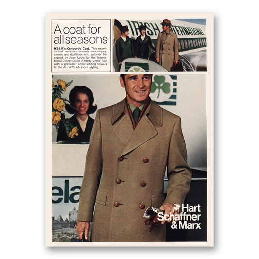 1969 Hart Schaffner Marx Irish International Coat for All Seasons Vintage Magazine Print Ad