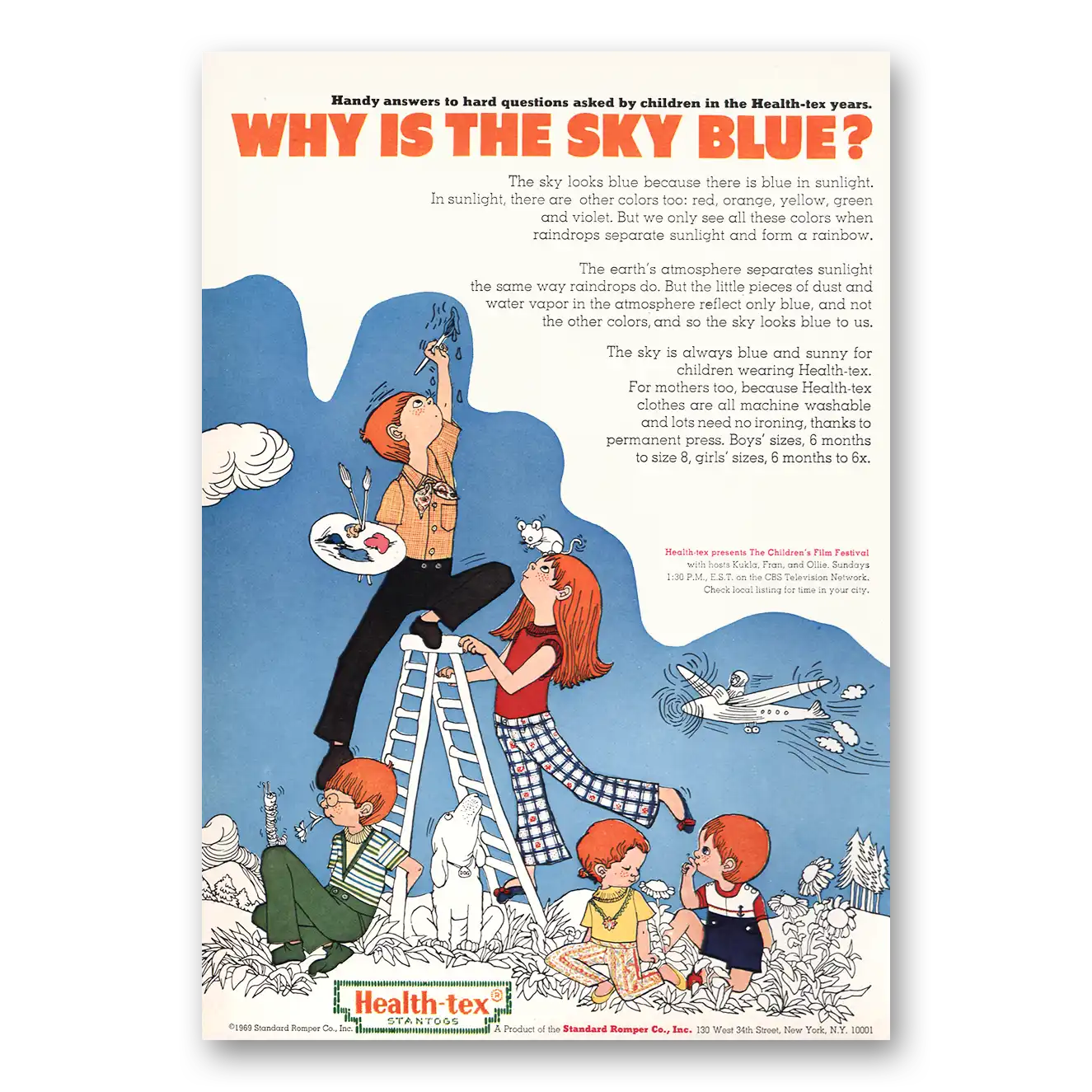 1969 Health-Tex Why Is the Sky Blue Vintage Magazine Print Ad