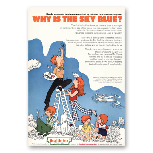 1969 Health-Tex Why Is the Sky Blue Vintage Magazine Print Ad