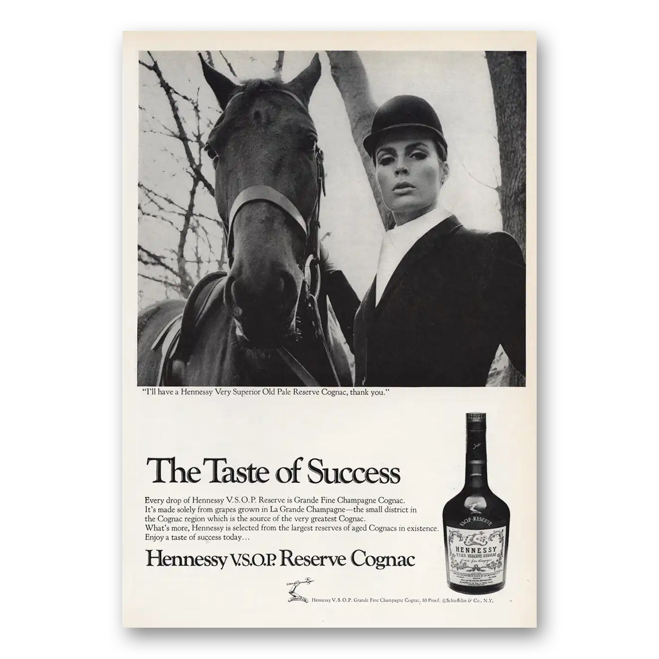 1969 Hennessy Cognac VSOP Taste of Success Vintage Magazine Print Ad